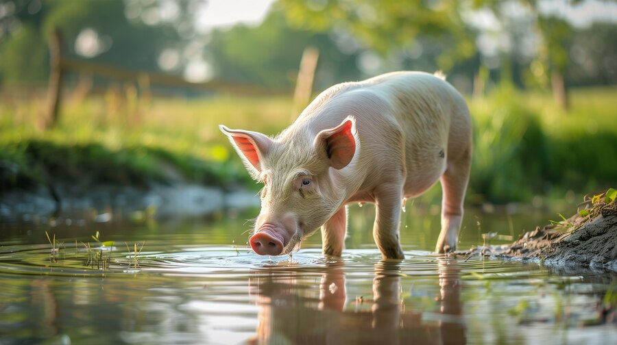 swimming pig